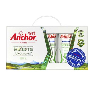 安佳轻欣脱脂牛奶礼盒装250ml*10