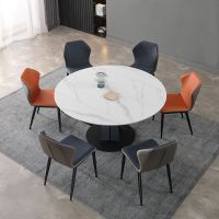 鲲居 意式极简岩板伸缩餐桌椅组合家用饭桌旋转大圆桌轻奢小户型折叠