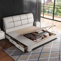 [安装]北欧轻奢真皮床现代简约1.5米小户型1.8米双人床主卧储物婚床