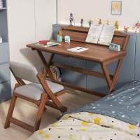 实木折叠桌小书桌家用学生卧室床边桌学习桌写字桌子简易出租屋.