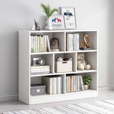 落地置物架简易书架小型收纳柜子分层架卧室客厅格子柜书柜置物.