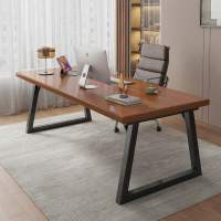 铁艺实木办公桌简约现代电脑桌台式创意loft家用书桌子老板工作台.
