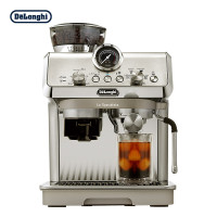 德龙(Delonghi)咖啡机半自动咖啡机 冷萃技术意式家用泵压式 一体式研磨器 手动奶泡小巧机身 EC9255.M 银