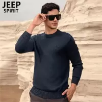 JEEP SPIRIT吉普纯棉毛衣男冬季加厚保暖针织衫休闲潮流时尚纯色休闲圆领上衣