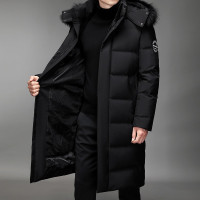 JPDUN冬装新款男式羽绒服青年韩版时尚长款带帽拉链保暖开衫外套男风衣