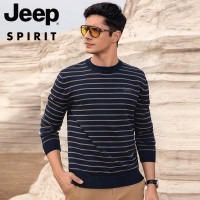 JEEP SPIRIT男士毛衣百搭冬季新款针织圆领上衣宽松间色条纹舒适