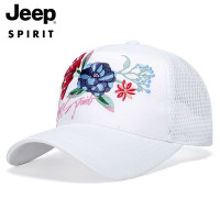 JEEP SPIRIT吉普正品帽子女士刺绣花朵网眼棒球帽