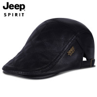 JEEP SPIRIT吉普正品帽子男士羊皮真皮鸭舌帽品质绅士皮帽