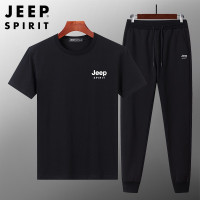 JEEP SPIRIT男士短袖T恤夏季运动休闲套装纯棉男装T90106117