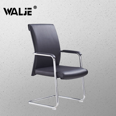 WALJE 000215 办公椅电脑椅会议椅家用休闲椅弓形皮质椅职员老板班前椅