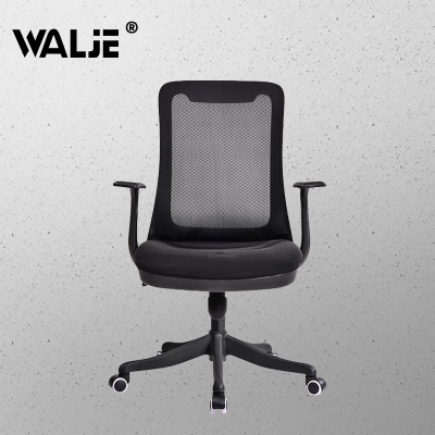 WALJE 000234 办公椅家用电脑椅升降转椅人体工学椅护腰椅黑色