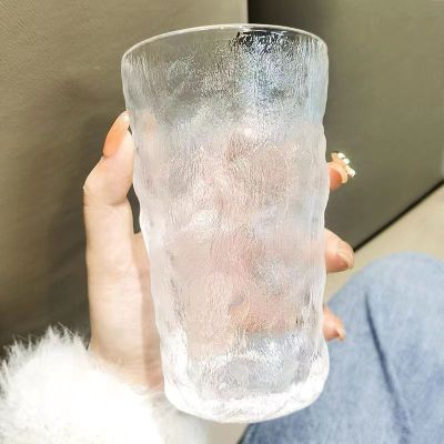 杯子ins高颜值男女冰川纹玻璃杯耐热水杯家用饮料牛奶啤酒果汁杯