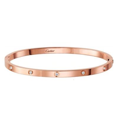 CARTIER/卡地亚 LOVE系列 18K金玫瑰金10钻石小号手镯B6047917