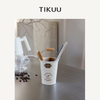 TIKUU 多功能收纳桶桌面便携收纳咖啡器具收纳 奶白色 300ML