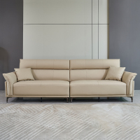 真皮沙发JM004SF108现代简约客厅直排四人位小户型真皮沙发