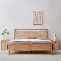 JM013A30新中式侘寂风实木床双人床
