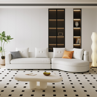 客厅现代简约小户型棉麻布组合沙发四人位棉麻布家具8308