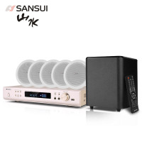 山水(SANSUI)T2套装家庭影院组合音响套装 吸顶音箱 电视家用蓝牙客厅吊顶音箱 家用音响 8英寸+无线麦克风套装