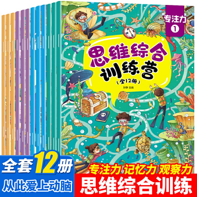 思维综合训练营 全12册 找不同迷宫书专注力训练书3-6岁儿童益智注意力观察记忆力智力开发大脑思维书籍培养孩子宝宝大冒险