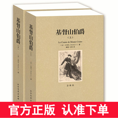 [完整版]全套2册 基督山伯爵上下 全译本无删减中文版 大仲马原著 世界经典文学名著书籍套装 基督山伯爵 正版区域包