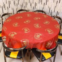 一次性桌布婚宴喜事红色加厚台布家用餐桌布酒店商用塑料方形桌布