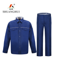 双惠女款夏季标志工作服SHC2017-8,面料100%全棉,蓝色155-195(套)