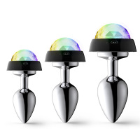 声控LED发光中号肛塞金属肛塞扩肛非不锈钢后庭肛门塞成人情趣用品