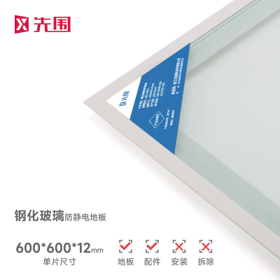先围 钢化玻璃防静电地板活动地板 可视化玻璃防静电地板 600*600*12mm含加厚配件 块