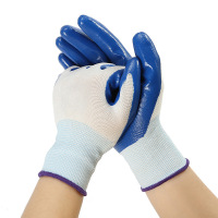添盾 TD-GL5202 13针白纱内衬蓝色丁腈涂层掌浸手套(12双/包)