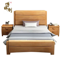 博林创 实木床 橡木床 单人床 床靠加高床长200cm 型号306# 床搭配床垫/套