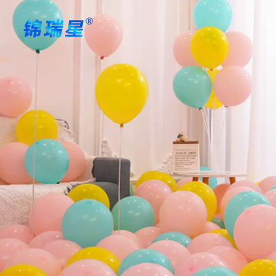 锦瑞星马卡龙气球10寸加厚[蒂芙尼蓝+粉+黄]100个装/包