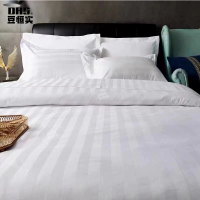 豆恒实(DHS)床上用品全棉白色缎条四件套ZY-SJT09/套(默认1.5米床,可定制)