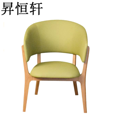 昇恒轩 单人沙发实木餐椅现代简约带扶手皮椅/个(绿色)