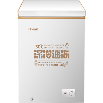 奥马100升小冰柜 卧式冷柜 小型家用节能 冷藏冷冻 BC/BD-100G2深冷棕