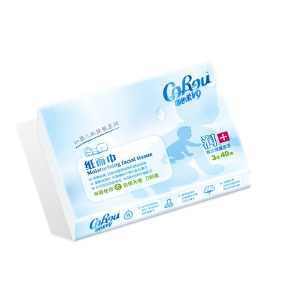 可心柔 (V9 COROU)保湿抽纸便携式外出婴儿纸巾 3层40抽 宝宝柔纸巾 40抽*100包