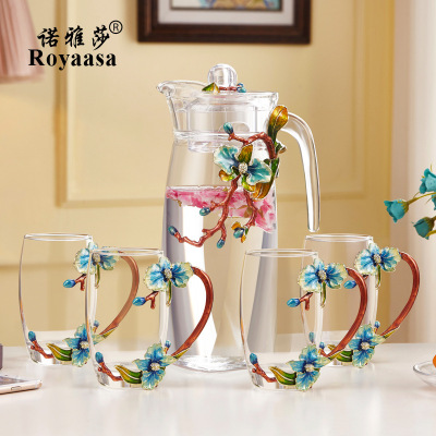 诺雅莎欧式茶杯客厅水具套装果汁杯子玻璃水杯带把家用冷水壶泡茶