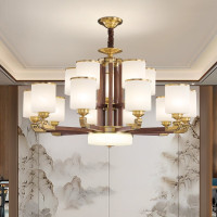 [慕洛奇]新中式全铜客厅吊灯灯头朝下现代轻奢中国风餐厅灯具别墅大厅新款