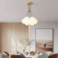 [慕洛奇]全铜法式奶油风客厅吊灯创意现代简约餐厅卧室灯大气北欧灯具
