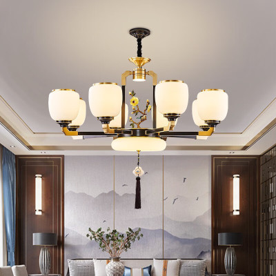 [慕洛奇]全铜新中式客厅吊灯复式楼别墅水晶主卧室中国风禅意轻奢餐厅灯具