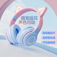 发光蓝牙耳机无线头戴式耳机电竞游戏猫耳朵听歌网课耳麦降噪有线