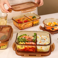 饭盒微波炉加热专用碗上班族带饭餐盒玻璃保鲜盒分隔便当盒