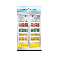 穗凌(SUILING) LG4-1100LW,750升,商用展示冰柜水果保鲜双门玻璃门陈列柜立式饮料风冷冷柜