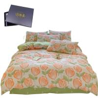 纺语柔 F1053 / 1.2m床 纯棉印花田园系列 床单被罩枕套三件套 (计价单位:套) 爱丽丝-绿