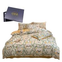 纺语柔 F1114 / 1.5m床 纯棉印花田园系列 床单被罩枕套四件套 (计价单位:套) 波波熊-绿