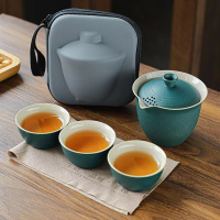 三维工匠旅行茶具套装便携包日式轻奢简约快客杯一壶三杯茶壶礼品定制logo