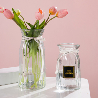 三维工匠[两个装]花瓶北欧欧式摆件客厅透明玻璃简约水养插花干花器鲜花