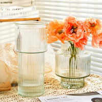 三维工匠北欧ins风简约玻璃花瓶透明水养百合玫瑰花鲜花客厅餐桌插花摆件