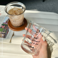 三维工匠玻璃咖啡杯冰美式杯子家用水杯高颜值英文字母拿铁牛奶杯饮料酒杯
