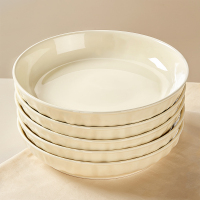 三维工匠奶油风陶瓷盘子菜盘家用2024新款碗盘餐具釉下彩高级感碟子深餐盘