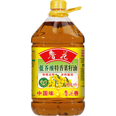 鲁花 食用油 低芥酸特香菜籽油 4L /桶 (新老包装随机发放)